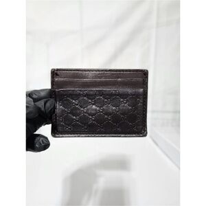 Authentic Gucci Microguccissima Pattern Leather Card Holder Brown